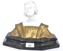 A 1930's Art Deco French marble and biscuit porcelain study / sculpture of a flapper girl. Raised on