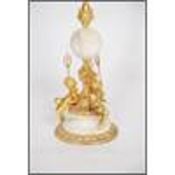 An exceptional marble and gilt metal standard lamp. Raised on a cherub - putti adorned ormulu base