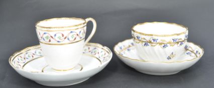2 19th century Crown Derby porcelain cabinet cups and bowl saucers. Each with deep bowl saucers,