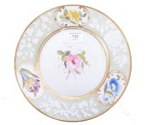 An early 19th century Chamberlain Worcester cabinet plate  decorated floral sprays to a pale green