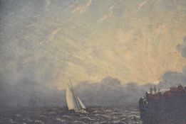 An 18th / 19th century oil on panel seascape painting, possibly Cornish. The panel painting with
