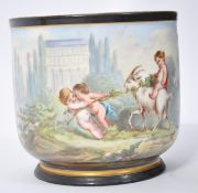 A 19th century porcelain planter bowl with fabulous painted scenes of winged cherub / putti riding