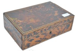 A good 19th century Victorian tortoiseshell ladies work box. Of rectangular form having hinged