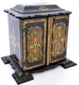 An exceptional 19th century chinoserie decorated ladies lacquered workbox - jewellery chest.