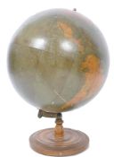 A 1930's large Philips desk top terrestrial globe of metal form with painted details. All raised