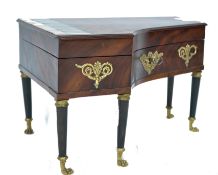 A 19th century French Palais Royal mother of pearl inlaid and mahogany musical necessaire.