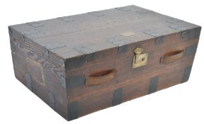 A late 19th century oak horse carriage trunk from the Duke of Beaufort's mail carriage Phaeton.