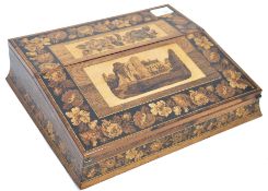 A 19th century tunbridge Ware - micro mosaic rosewood writing slope box of angular form with