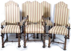 A set of 7 19th century Victorian rosewood dining chairs. Raised on barleytwist rosewood carved legs