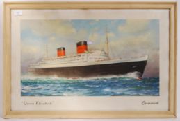ORIGINAL CUNARD LINE QUEEN ELIZABETH POSTER