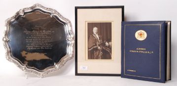 LORD MAYOR E. M. DYER SILVER SALVER & BOOK