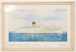 ORIGINAL CUNARD LINE RMS CARMANIA & FRANCONIA PRINT