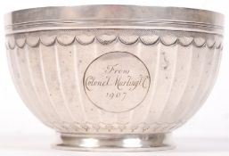 RARE SILVER BOWL BELONGING TO PERCIVAL MARLING VICTORIA CROSS RECIPIENT.