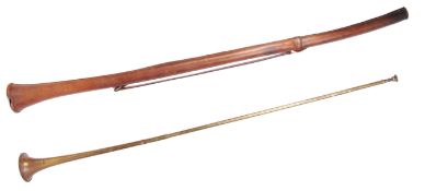 ANTIQUE HUNTING HORN & LEATHER CARRY CASE