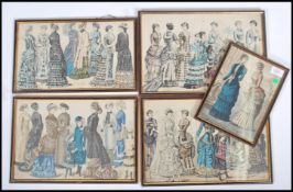 A series of vintage French La Belle Epoque framed