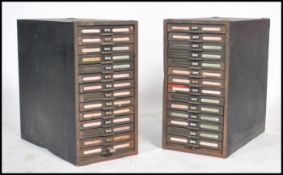 A pair of mid century Industrial black metal filin