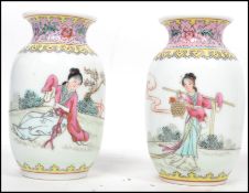 A pair of Oriental Chinese ceramic vases having wa