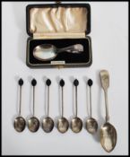 A set of six Art Deco hallmarked silver coffee spoons by William Suckling Ltd, Birmingham 1931/32.