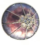 A hallmarked silver and enamel Norman Grant honesty brooch pendant decorated with graduated pink and