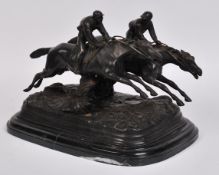Horse racing interest: after Paul Louis Emile Loiseau-Rousseau (France 1861-1927) bronze, two race