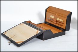 A 19th century Victorian leather travelling writing slope desk tidy compendium box by Farrant's of