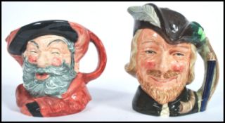Two vintage 20th century Royal Doulton ceramic Toby Character jugs. Robin Hood and Falstaff. Doulton