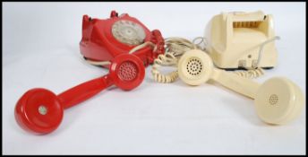 2 1970's 20th century retro ring dial BT phones - telephones.  onein cream colourway the other being