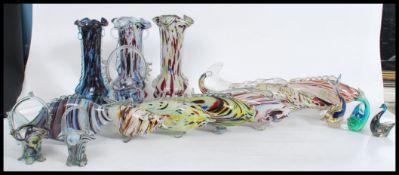 A good collection of vintage 20th century Murano Italian glass fish of varying shapes and sizes to