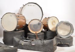 A good early 1970s Ludwig drum kit, comprising kick drum, floor tom and two rack toms, champagne
