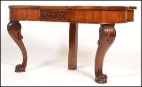 A 19th century Victorian console table of shaped form being raised on carved bulbous supports with