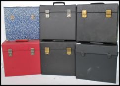 A collection of six vintage / retro 20th century vinyl record LP carry / storage cases, each case