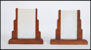 A pair of 1930's Art Deco oak photograph - picture frames. Each of odeon shaped design with