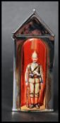 An unusual sterling silver vesta case in the form of a century box having enamel painted plaque