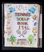 TENNIS Lovely post war album with late 1940s contemporary cuttings of players largely Wimbledon
