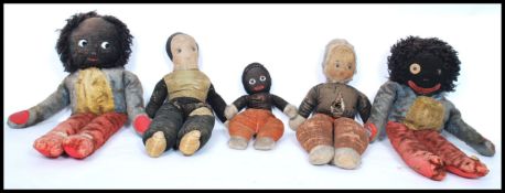 A collection of vintage 20th century circa 1930s  rag dolls / gollies two dolls with Merrythought