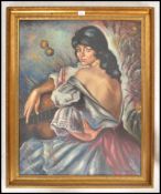 Spanish School, A mid 20th century retro large oil on panel painting portrait study of a Flamenco