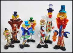 A large collection of vintage 20th century Italian Murano clowns to include various shapes, sizes