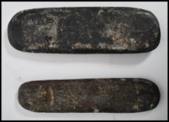 Two vintage horse racing equestrian jockey riders handicap lead weights to include a 1lb and a 2lb