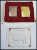 A Royal Silver Wedding Anniversary silver and gold commemorative stamp replica set containing one