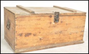 A Victorian 19th century country pine blanket box chest with a panelled body and hinged top over