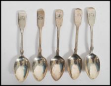 A matched set of 5 Victorian silver hallmarked teaspoons ( 3 )688 by Henry Holland (of Holland,