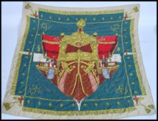 A Hermes of Paris silk scarf, Hermes Paris: A silk scarf, Vue du Carosse du la Galére la Réale, in