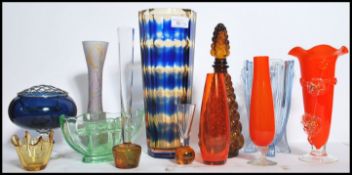 A collection of vintage 20th century studio art glass to include Art Deco examples, large faceted