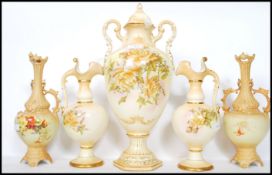 A collection of late 19th / early 19th century Staffordshire ceramics to include ewers, vases,