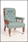 A Victorian mahogany upholstered library chesterfi