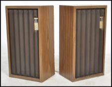 A pair of Winthrop vintage speakers model no KB14. Each of upright form having ridged facia to each