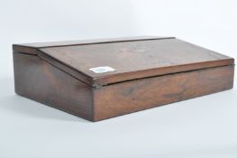 A 19th century mahogany inlaid writing slope, the slope decorated with mother of pearl designs,
