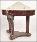 Victorian mahogany Duchess console table with a white marble top and splash back central shaped