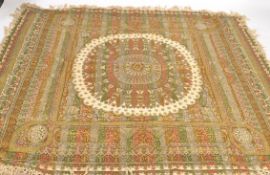 A stunning vintage 20th century silk throw of Middle Eastern origin. On cream ground with central