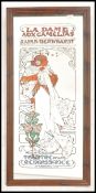 A retro 20th century advertising mirror with transfer printed maiden in the Art Nouveau manner